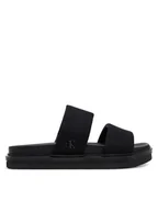 Klapki i japonki męskie - Calvin Klein Jeans Klapki Flat Molded Dbl Bar Sandal Cv YM0YM01222 Czarny - miniaturka - grafika 1