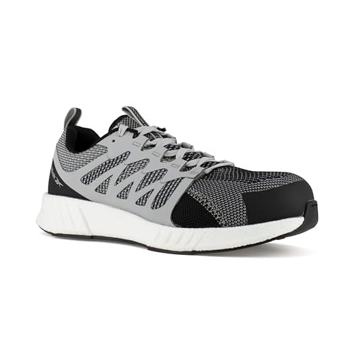 Reebok Fusion Flexweave buty robocze, czarne i szare, kompozytowe czubki bezpieczeństwa, antypoślizgowe, czarny, szary, 44 EU