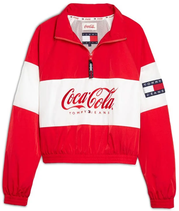 Stylowa Damska Kurtka Wiatrówka Hilfiger Tommy Jeans X Coca Cola Luźna XXS