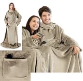 Koce - Mięciutki Koc Z Rękawami 150x180 beż Na Prezent - miniaturka - grafika 1