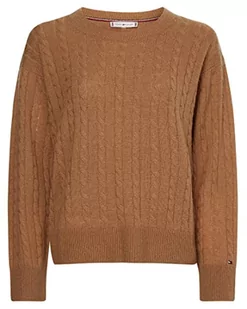 Tommy Hilfiger Damski sweter Softwool Cable C-nk, Wieś khaki, M - Swetry damskie - miniaturka - grafika 1