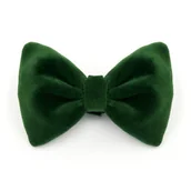 Ubranka dla psów - Aksamitna zielona muszka dla psa elegancka ozdoba na specjalne okazje mocowana do obroży - miniaturka - grafika 1