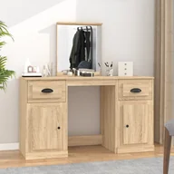 Toaletki - vidaXL Toaletka z lustrem, dąb sonoma, 130x50x132,5 cm - miniaturka - grafika 1