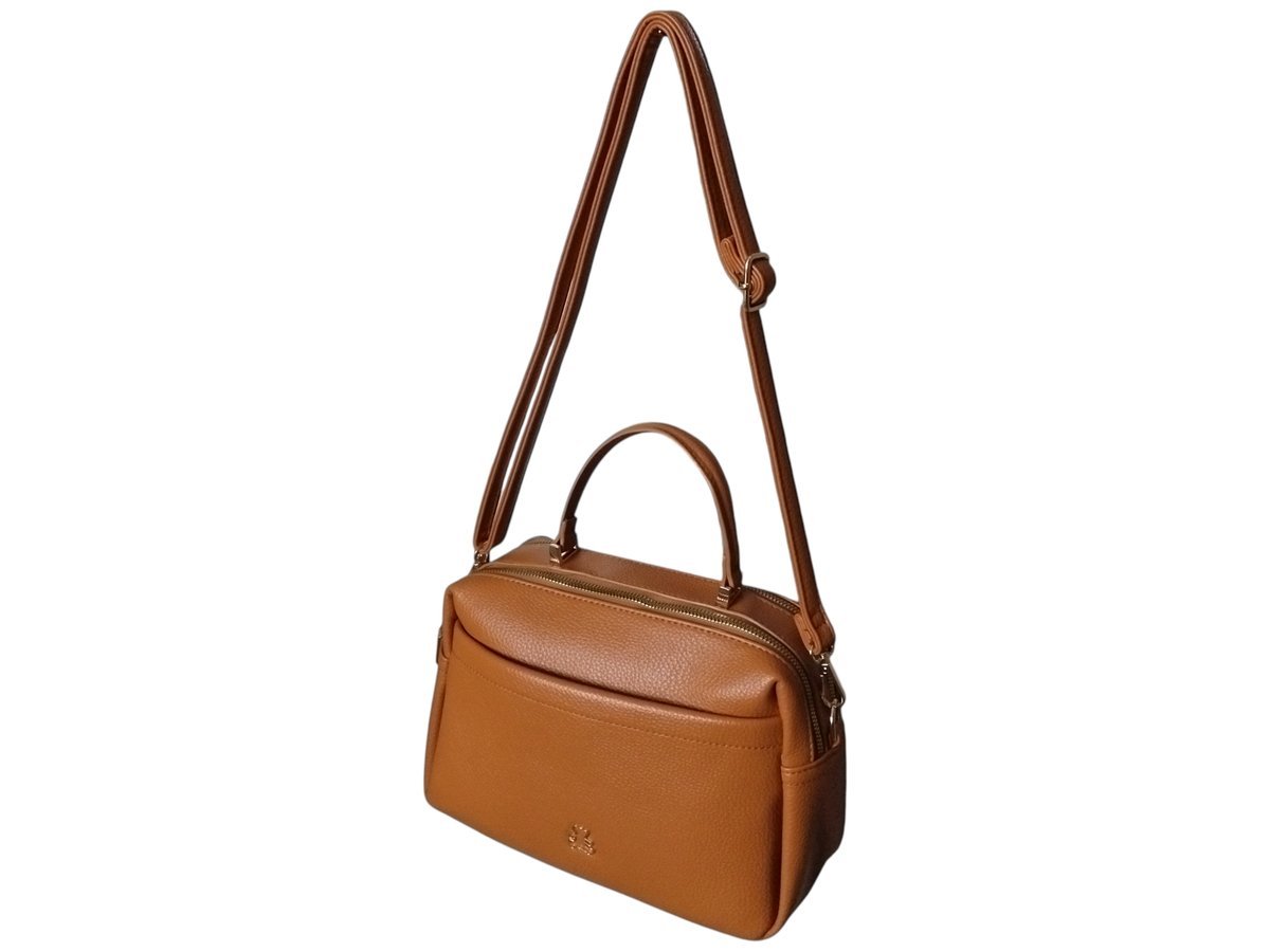Torebka Damska, Mała Listonoszka Na Ramię Miejski Kuferek Eko-Skóra Brązowy