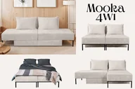 Narożniki - Sofa z funkcją spania, narożnik, łóżko, szezlong, system wielofunkcyjny MOOKA 4w1, tkanina Velo Beżowy - miniaturka - grafika 1