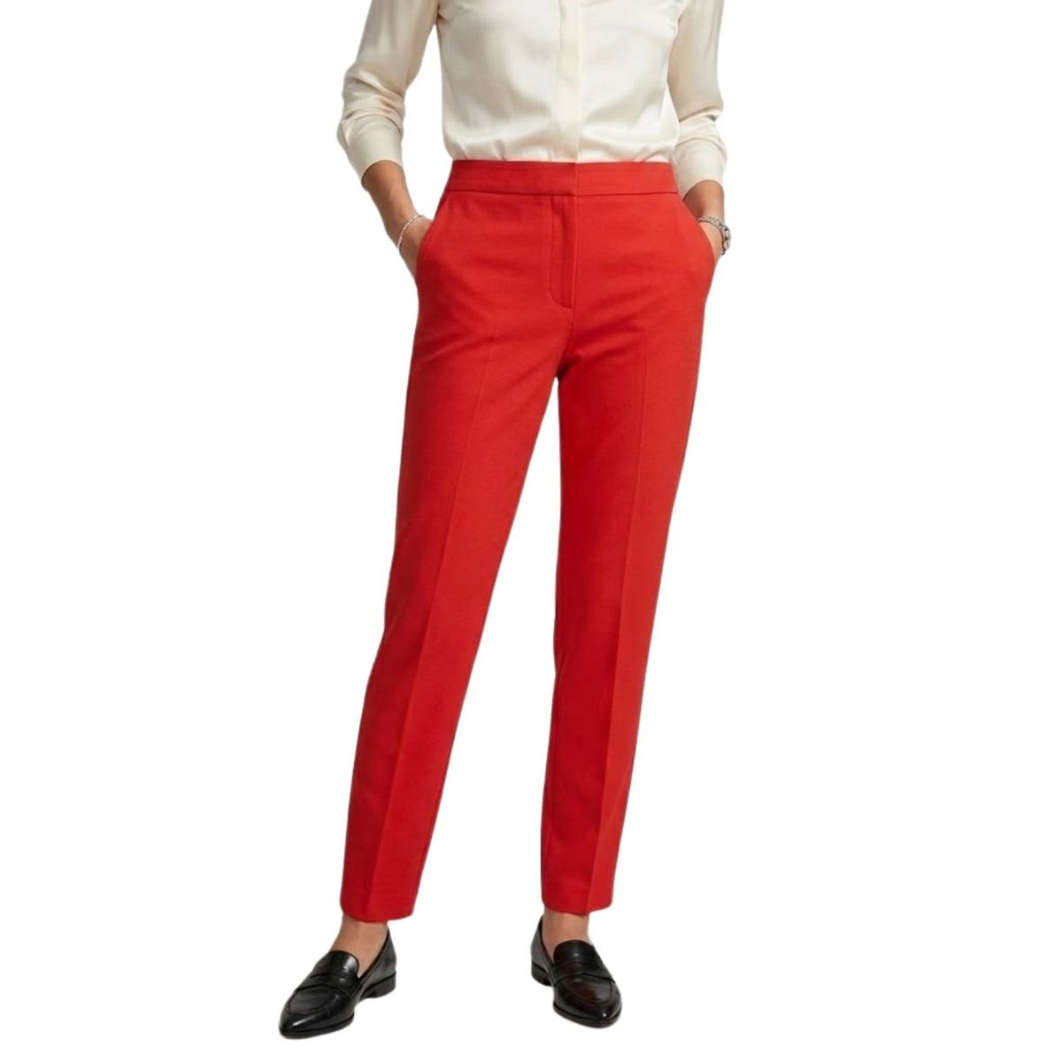 Spodnie damskie Karen Millen eleganckie w kant czerwone-L