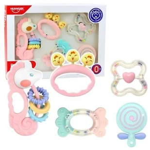 Grzechotki sensoryczne pastelowe 5szt Leantoys - Grzechotki dla dzieci - miniaturka - grafika 1