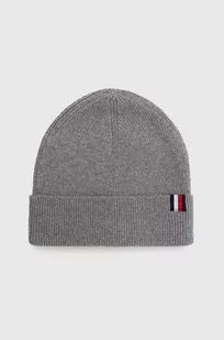 Tommy Hilfiger czapka z domieszką wełny kolor szary z cienkiej dzianiny - Czapki męskie - miniaturka - grafika 1
