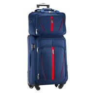 Walizki - Zestaw Walizka Średnia i Torba z Codury Granatowy - miniaturka - grafika 1