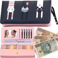 Portfele - Duży portfel damski na zamek skóra ekologiczna uroczy prezent rozkładany - miniaturka - grafika 1