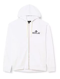 Replay Męska bluza z kapturem, 001 White, L - Bluzy męskie - miniaturka - grafika 1