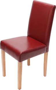 Krzesło do jadalni Littau, krzesło kuchenne, skóra ~ czerwony, jasne nogi - Krzesła - miniaturka - grafika 1