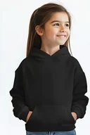 Bluzy dla dziewczynek - CZARNA BLUZA Z KAPTUREM DLA DZIEWCZYNKI - miniaturka - grafika 1