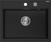 Zlewozmywaki - Mexen Oscar zlewozmywak granitowy 1-komorowy 580 x 490 mm, czarny, syfon chrom - 6519581000-77 - miniaturka - grafika 1