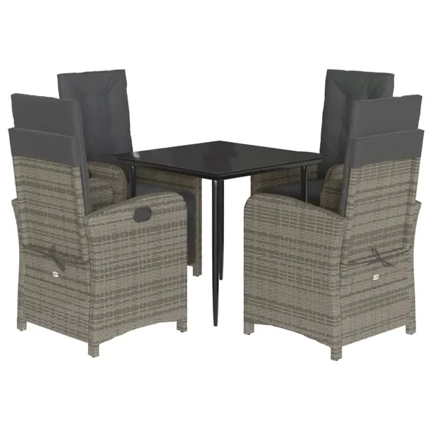 Zestaw Mebli Ogrodowych Rattan PE, Stół 80x80x74 cm, Krzesła Szare