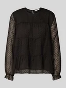 Bluzki damskie - Bluzka o kroju relaxed fit z długim rękawem i fakturą dobby model ‘ELIZA LIFE’ - miniaturka - grafika 1