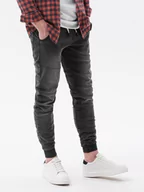 Spodnie męskie - Spodnie męskie jeansowe joggery - czarne P551 - miniaturka - grafika 1