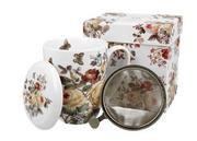 Kubki - Duo Kubek Porcelanowy Z Zaparzaczem I Pokrywką Romantic Zahra Biały 380 Ml - miniaturka - grafika 1