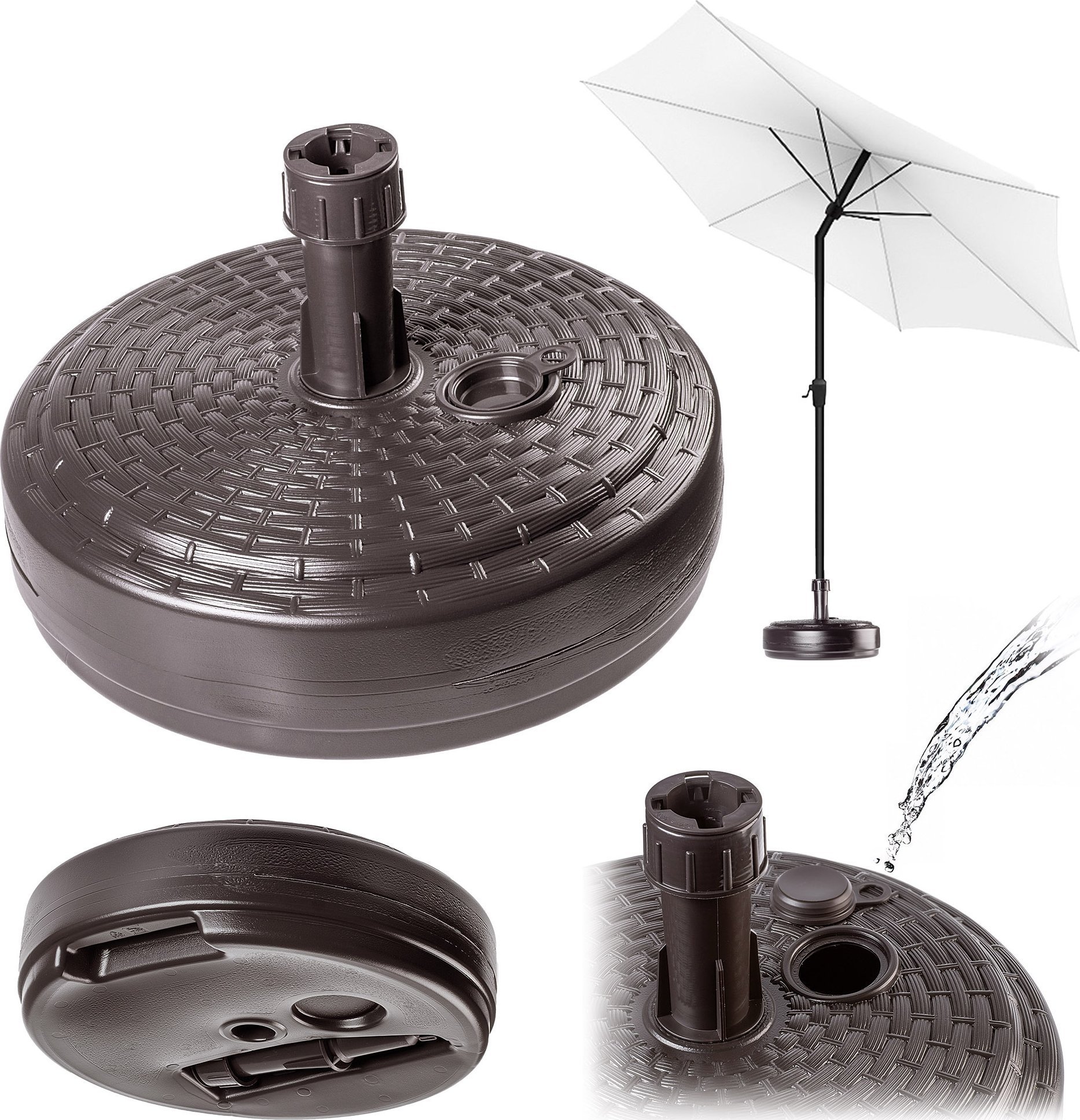 Kadax Podstawa Parasola Stojak Pod Parasol Ogrodowy Okrągły 39cm Obciążnik Brąz