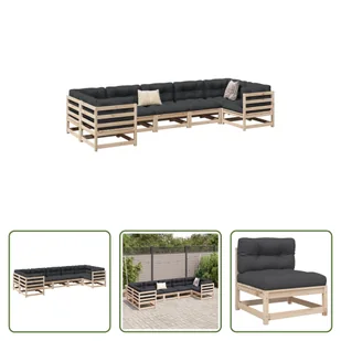 The Living Store 7-częściowa sofa ogrodowa z poduszkami z litego drewna sosnowego - Sofy ogrodowe The Living Store 7-częściowa sofa ogrodowa z poduszkami z litego drewna sosnowego - Sofy ogrodowe - miniaturka - grafika 1