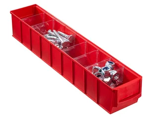 Plastikowy pojemnik do regału ShelfBox typ C - 91 x 500 x 81 mm, 16 szt., czerwony - Pojemniki przemysłowe - miniaturka - grafika 1