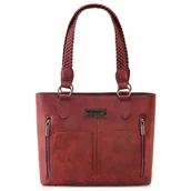 Koszulki i topy damskie - Wrangler Tote Bag for Women Multi Pockets shoulder bag western purse Medium leather like Handbags with Woven Top-Handle WG78-G8317RD - miniaturka - grafika 1