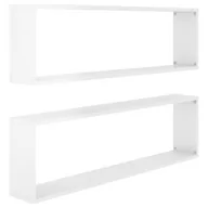 Półki do salonu - vidaXL vidaXL Półki ścienne kostki, 2 szt., białe z połyskiem, 100x15x30 cm - miniaturka - grafika 1