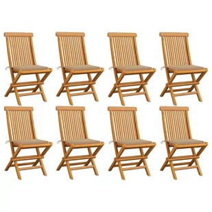 vidaXL Lumarko Krzesła ogrodowe z beżowymi poduszkami, 8 szt., drewno tekowe! 3072920 - Fotele i krzesła ogrodowe - miniaturka - grafika 1