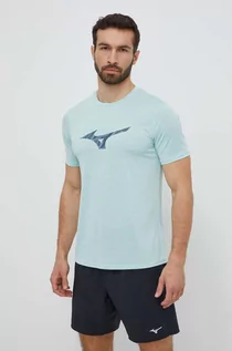 Koszulki męskie - Mizuno t-shirt do biegania Core kolor turkusowy z nadrukiem J2GAB009 - grafika 1
