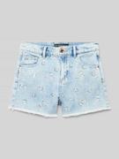 Spodnie i spodenki dla dziewczynek - Szorty jeansowe z wyhaftowanym motywem i logo model ‘RIGID’ - miniaturka - grafika 1