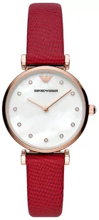 Zegarek Zegarek Emporio Armani AR11388 RED LEATHER - Zegarki damskie - miniaturka - grafika 1