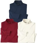 Swetry męskie - Zestaw 3 półgolfów Mężczyzna Atlas For Men - Kolor : Biały - Rozmiar : 4XL - miniaturka - grafika 1