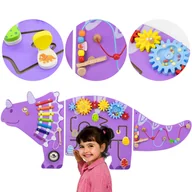 Klocki - VIGA Drewniana Tablica Sensoryczna-Manipulacyjna EDU Triceratops - miniaturka - grafika 1