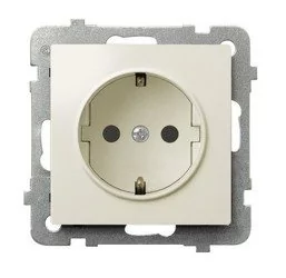 Ospel Gniazdo ścienne IMPRESJA MODUŁ Pojedyncze z/u schuko ecru GP-1YS/m/27 - Gniazdka elektryczne - miniaturka - grafika 1