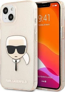Karl Lagerfeld Etui Karl Lagerfeld KLHCP13SKHTUGLGO Apple iPhone 13 mini złoty/gold hardcase Glitter Karl`s Head - Etui i futerały do telefonów - miniaturka - grafika 1