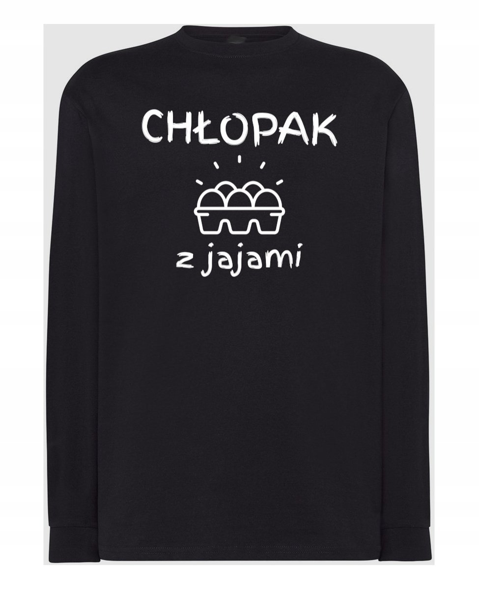 Longsleeve męski Zabawny nadruk Chłopak z jajami r.L