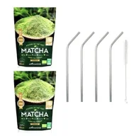 Herbata - Organiczna zielona herbata Matcha w proszku 100 g + 4 słomki ze stali nierdzewnej - miniaturka - grafika 1