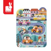 Puzzle - Janod, Puzzle drewniane W mieście, 6 elementów - miniaturka - grafika 1