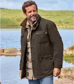 Kurtki męskie - Kurtka z woskowanej tkaniny z kieszeniami Mężczyzna Atlas For Men - Kolor : Brązowy - Rozmiar : 4XL - miniaturka - grafika 1