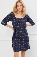 Piżamy damskie - Bawełniana koszula nocna damska z rękawem 3/4 Arugia, Kolor granatowy-wzór, Rozmiar S, Italian Fashion - Primodo.com - miniaturka - grafika 1