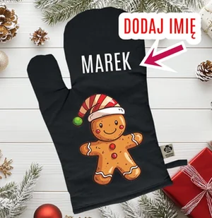 ŚWIĄTECZNA RĘKAWICA KUCHENNA NA PREZENT Z IMIENIEM - Fartuchy i rękawice kuchenne - miniaturka - grafika 1