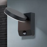 Lampy ogrodowe - Kinkiet zewnętrzny LED Hendryk z czujnikiem czarny - miniaturka - grafika 1