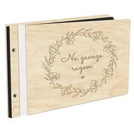 Albumy fotograficzne - Album Na Zdjęcia W Drewnianej Oprawie Album Rodzinny Z Czarnymi Kartami Z Grawerem Na Zawsze Razem - miniaturka - grafika 1