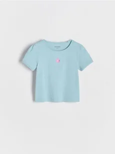 Reserved - Prążkowany t-shirt z haftem - jasnozielony - Bluzki dla niemowląt - miniaturka - grafika 1