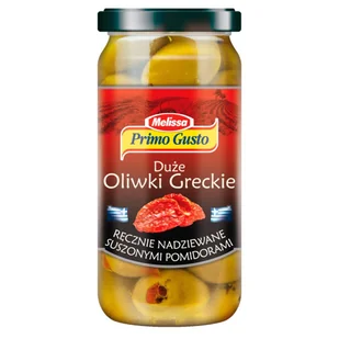 Primo Gusto Melissa Duże oliwki greckie ręcznie nadziewane suszonymi pomidorami 230 g - Pasztet i przetwory mięsne - miniaturka - grafika 1