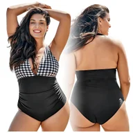 Stroje kąpielowe - Strój kąpielowy jednoczęściowy kostium damski wyszczuplający plus size XL - miniaturka - grafika 1