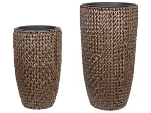 Zestaw 2 doniczek na kwiaty z technorattanu brązowy CEDRUS - Donice - miniaturka - grafika 1