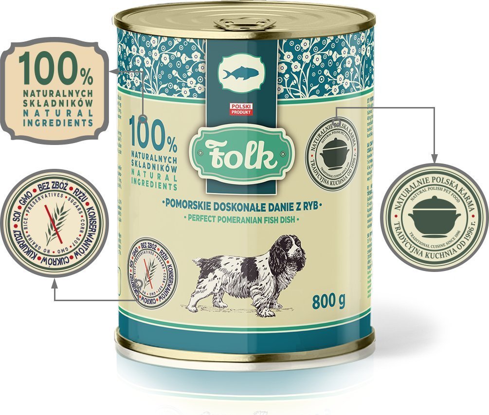 Folk Karma mokra dla psa FOLK Pomorskie doskonałe danie z ryb 6 x 800 g