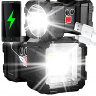 Latarki - MOCNA LATARKA LED AKUMULATOROWA SZPERACZ TAKTYCZNA BIWAKOWA POWERBANK USB - miniaturka - grafika 1