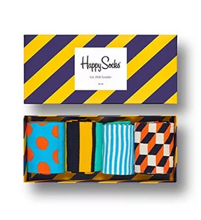 Happy Socks Amazon Stripe Gift Box, kolorowe i zabawne, Skarpety dla kobiet i mężczyzn, Niebieski-Pomarańczowy-Czerwony-Żółty-Biały 4 pary (36-40) - Skarpetki męskie - miniaturka - grafika 1